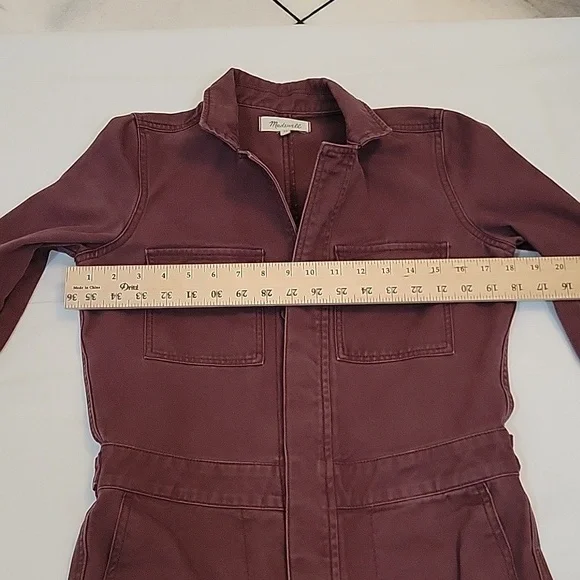 Madewell coverall jumpsuit size XS plum color 100%cotton 6 pockets - Picture 9 of 14